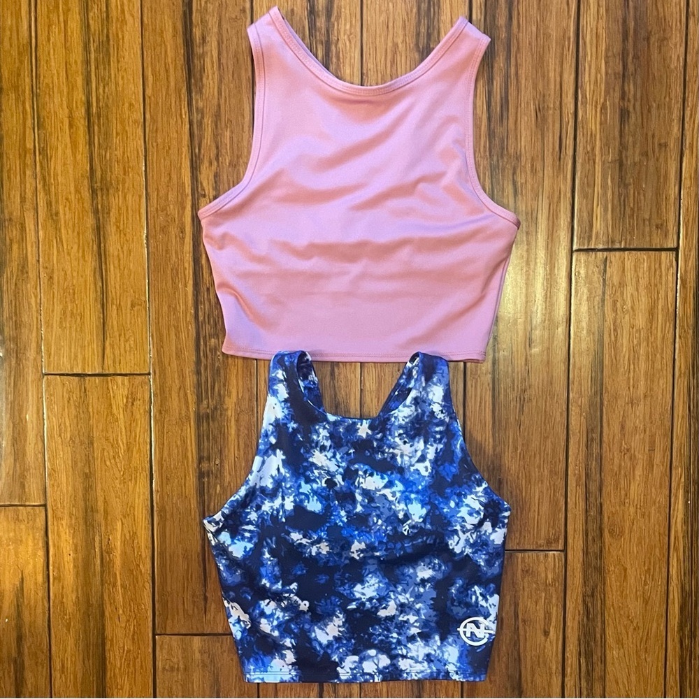 Set of 2 Racerback Cropped Workout Tank Tops